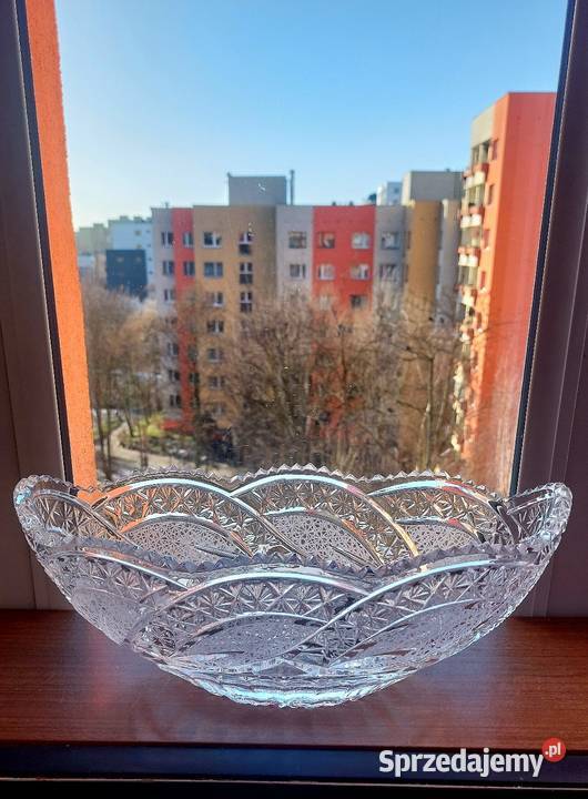 Piękna duża gondola kryształowa PRL Wrocław