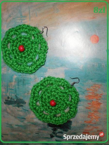 Kolczyki zieleń hand madeozdoby Dla kobiet Łódź sprzedam