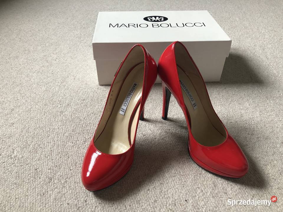 Szpilki skórzane czerwone Mario Bolucci czarne Łódź