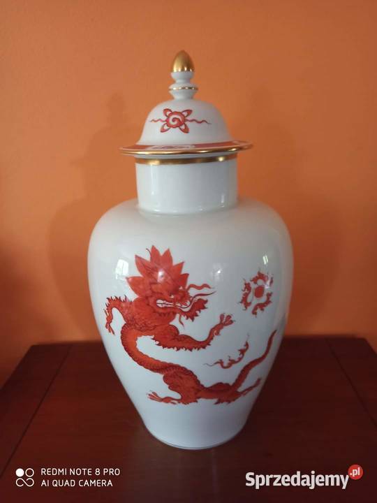 Wazon Amfora Urna Meissen Czerwony Smok Red Gdańsk