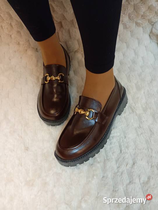 42 Brązowe czekoladowe mokasyny loafersy Damskie Kraków