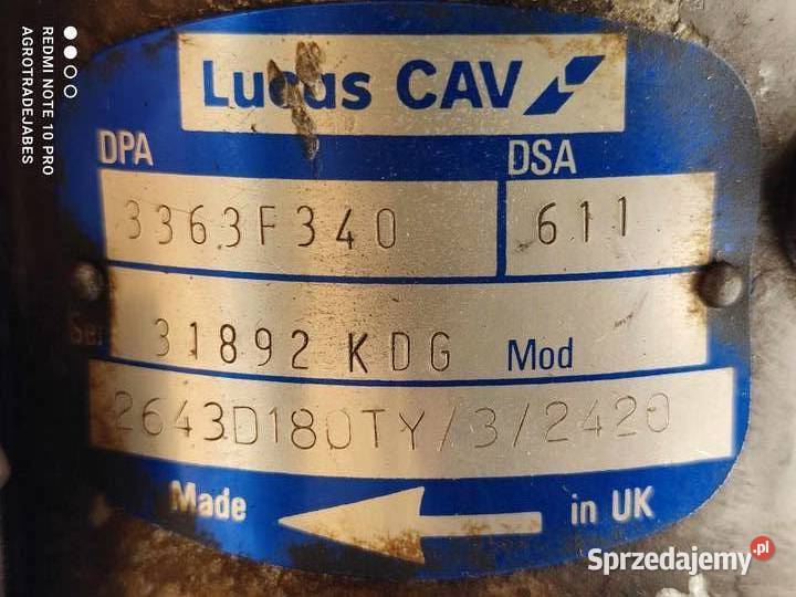 Pompa Lucas CAV Massey Ferguson 3080 (3363F340) Wilkowo - Sprzedajemy.pl