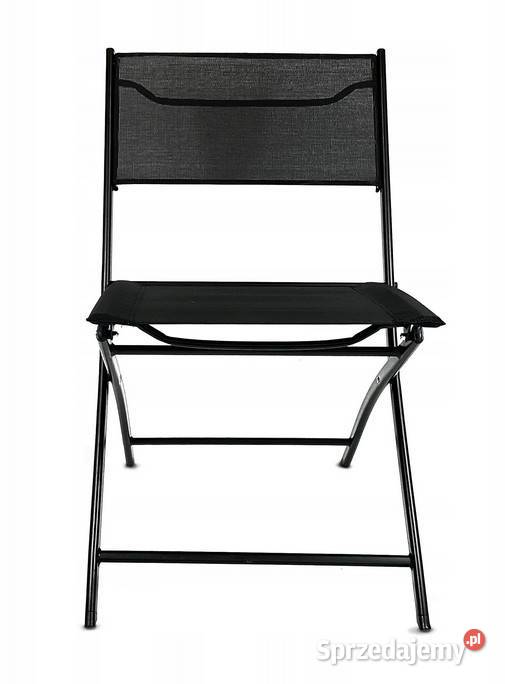 Zestaw 2 krzeseł nowoczesne składane metalowe czarny