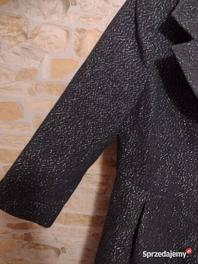 38M ZARA Wełniany płaszcz ze srebrną nitką wełna Kraków