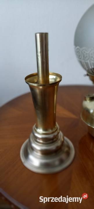 Kolumnowa lampa naftowa z mosiądzu sprawna łódzkie Skierniewice