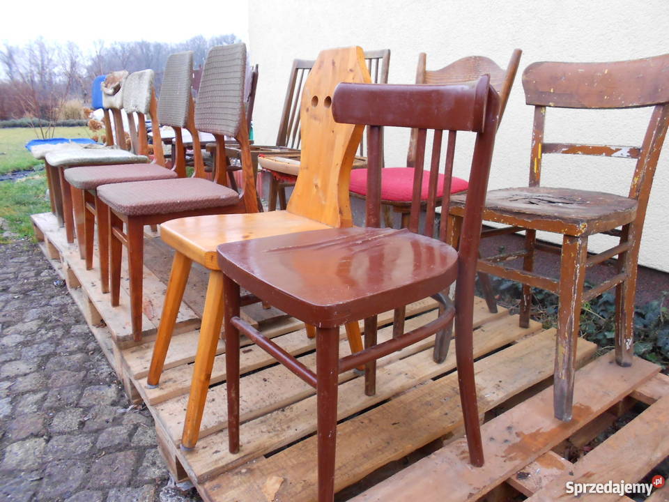 Krzesła Drewno PRL Różne Modele Wrocław