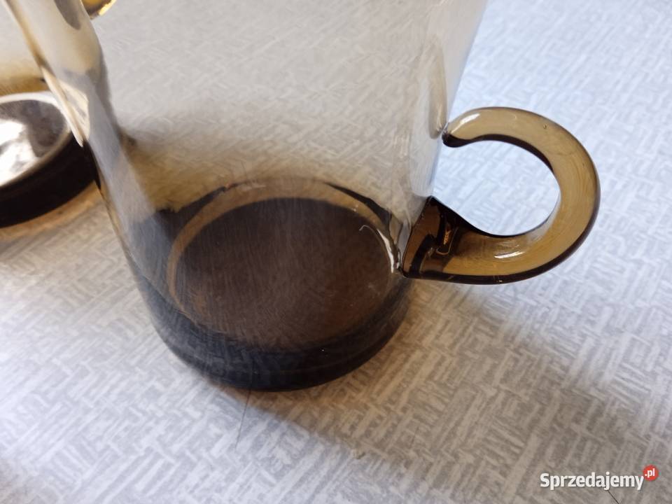 Komplet 6 szklanek grafitowych PRL wielkopolskie Koźminek