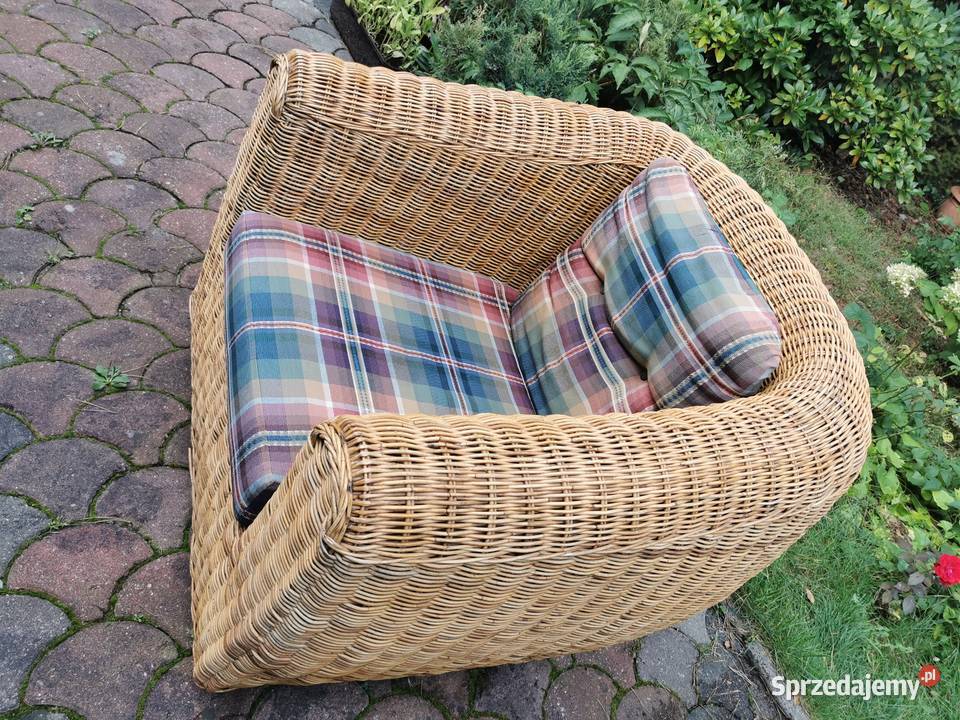 Piękny Fotel Klubowy Jasny Ratan łódzkie