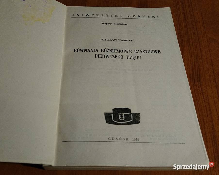 Równania różniczkowe cząstkowe pierwszego rzędu Gdańsk sprzedam