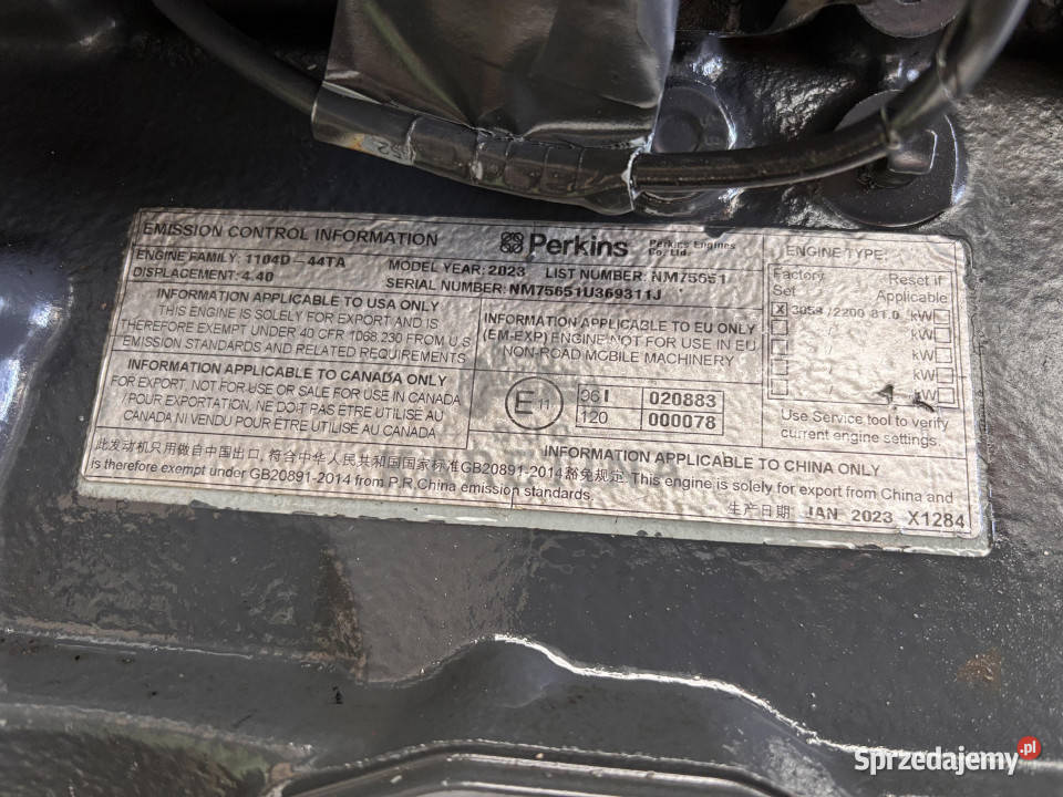 Perkins 1104D44TA 2023 NM75651 Blok Głowica Wał Jastrzębniki sprzedam