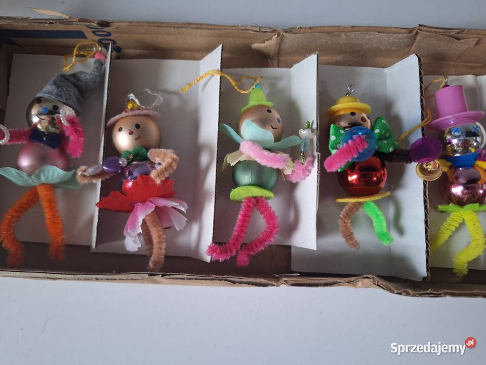 Bombka PRL stara kształtka na choinkę pajacyk wielokolorowy Kalisz