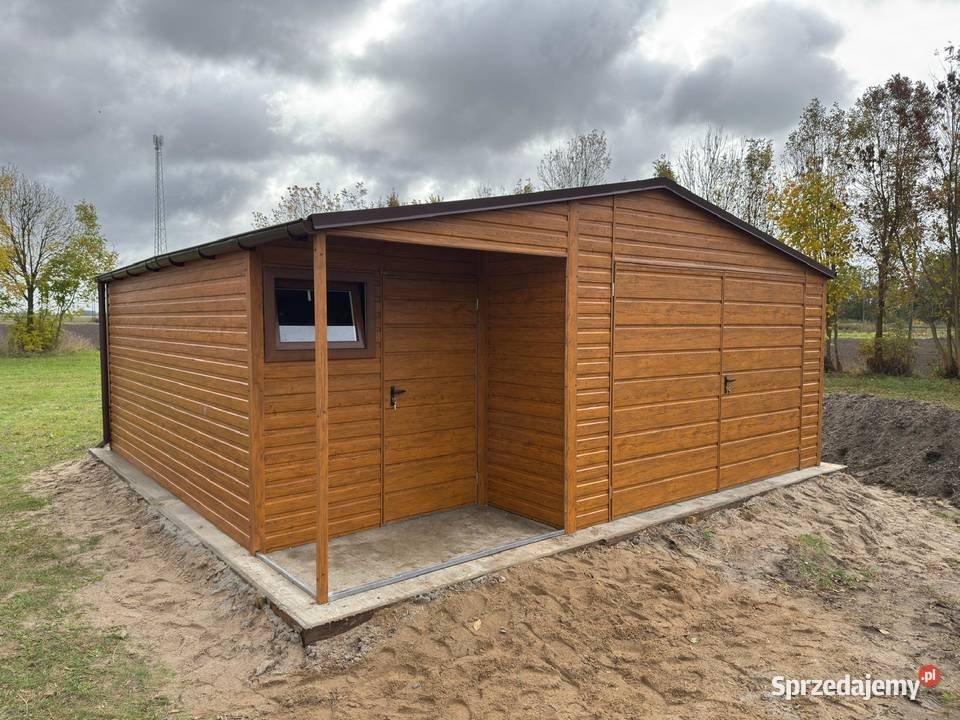 Garaż Blaszany Drewnopodobny 9x6 spad na przód Radom