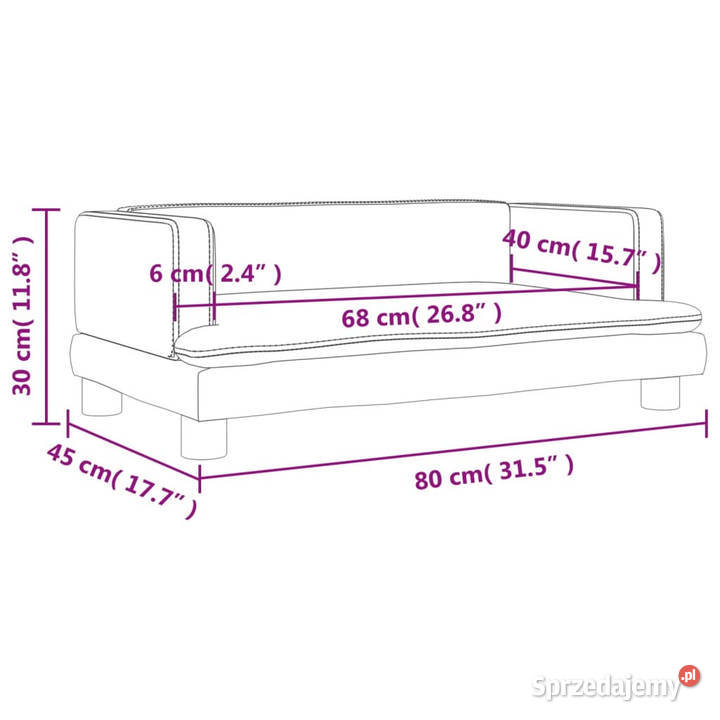 Sofa dzieci różowa 80x45x30 aksamit WM3196308 Meble mazowieckie