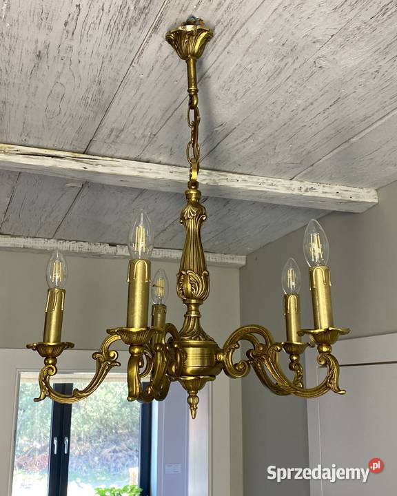 Francuski antyczny Żyrandol 20 mosiądz Warszawa