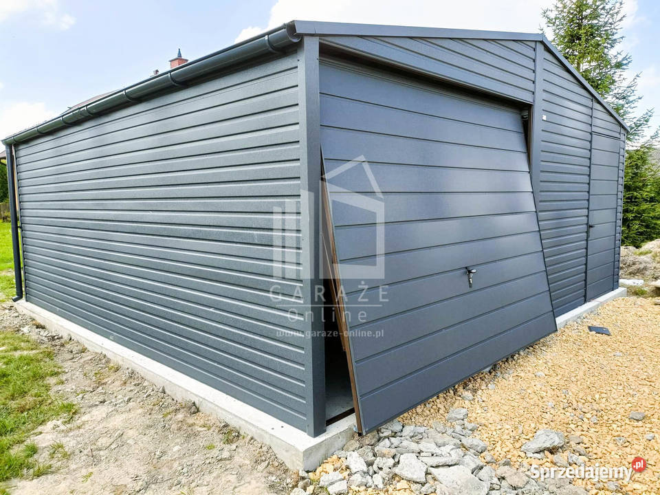 GARAŻ BLASZANY 6m x 6m dwuspad 2x Brama okno samodzielny
