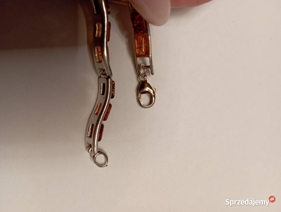 Bransoletka ze srebra z bursztynami srebro Radom