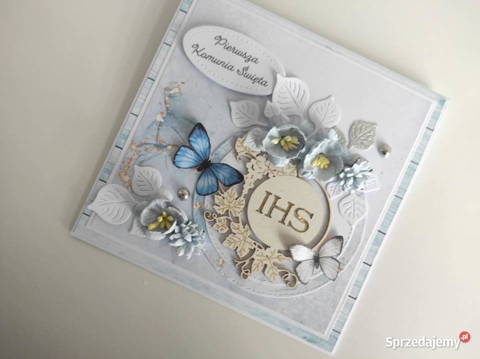 Kartka w pudełku ręcznie robiona na Komunię Łódź