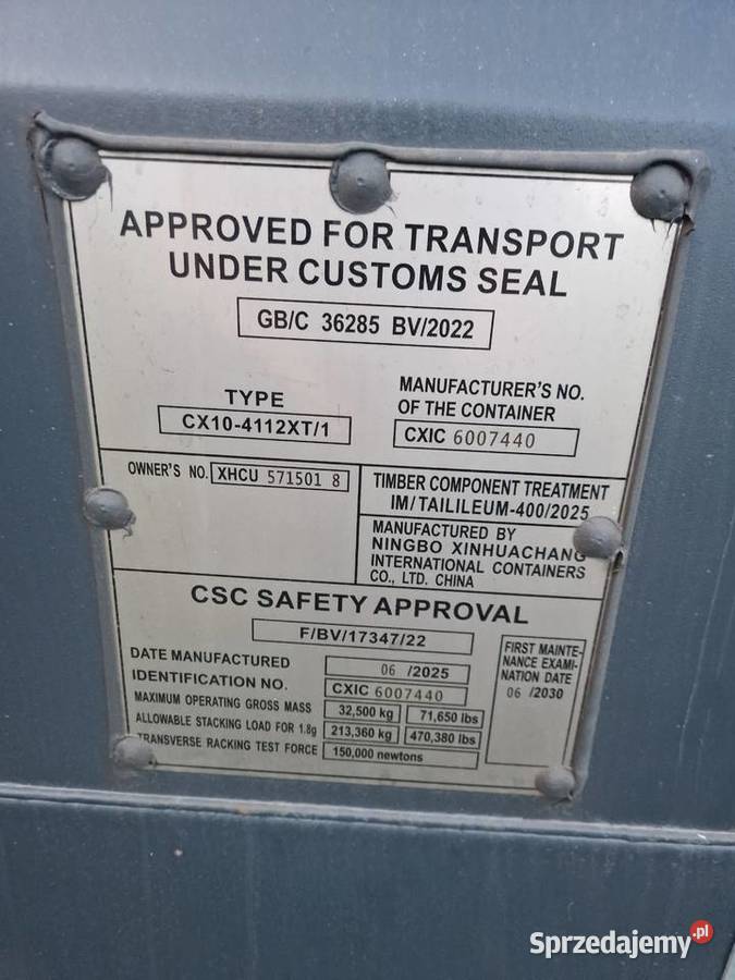 KONTENER MORSKI 40 HC OW dł12m wys290m Nowy Somianka-Parcele sprzedam