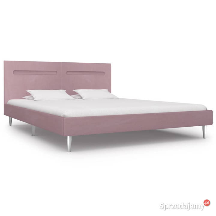 Rama łóżka z LED różowa tapicerowana tkaniną 180 208cm