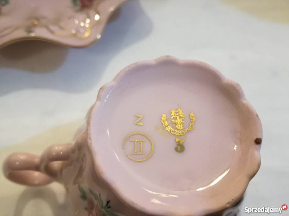 Urocza różowa filiżanka Karlovaraska porcelana Kraków sprzedam