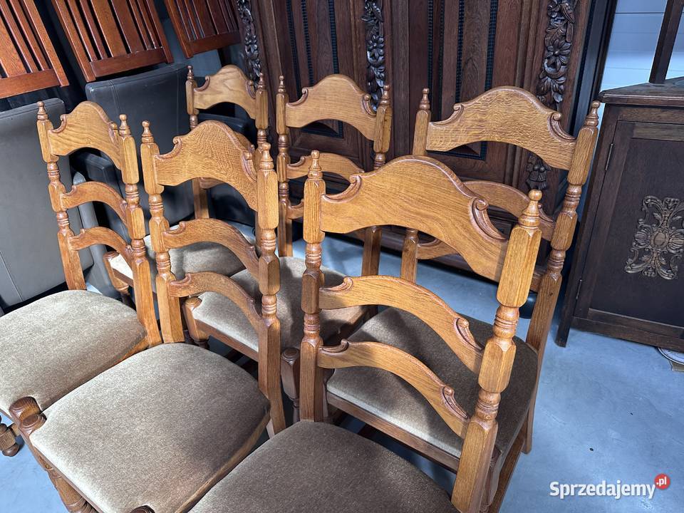 Masywne ciężkie dębowe krzesła Sławoszewek