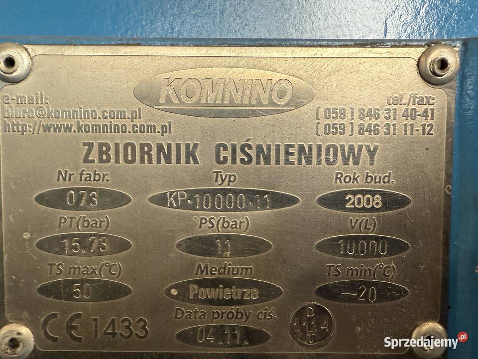 Kompresor SCS 5508 A ze zbiornikiem 10000 l Tarnowskie Góry