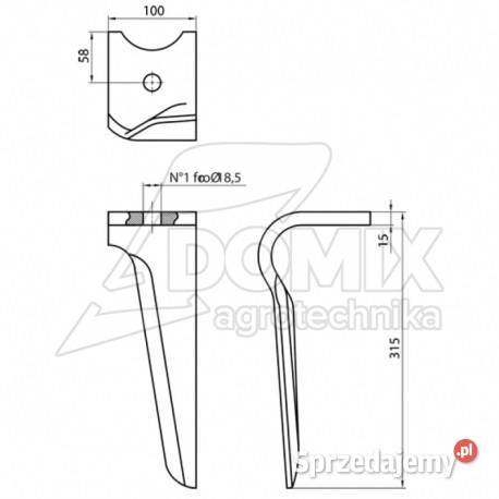 Ząb brony Kverneland 100x15 mm 46000150 46010151 Kawnice