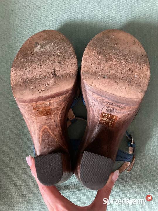 Skórzane luksusowe niebieskie buty sandały Kurt 24.5cm podkarpackie Nisko