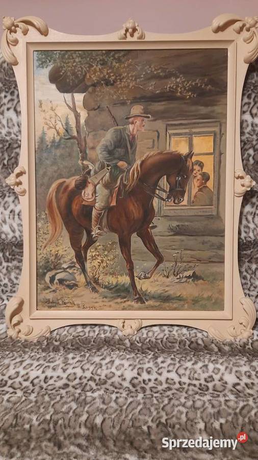 Myśliwy na koniuO kopia Kossaka 48x605 H Lange Malarstwo Poznań sprzedam