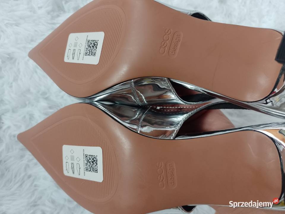 39 ASOS DesignSrebrne czółenka z odkrytą piętą z Damskie małopolskie Kraków