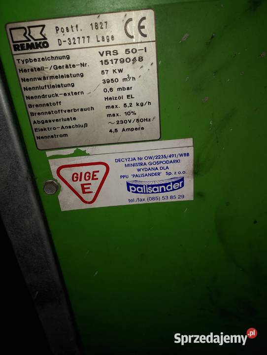 Nagrzewnica stacjonarna zamiana Krasnopol