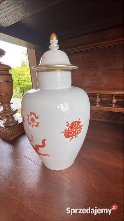 Amfora Meissen Czerwony Smok Ming Red Dragon Porcelana i szkło Gdańsk