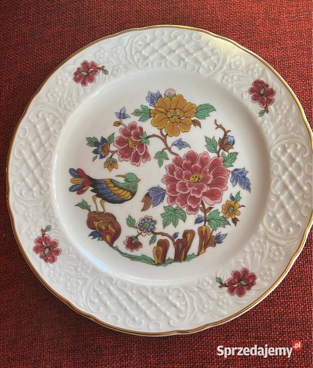 Talerz z ptaszkiem wśród kwiatów Schumann pomorskie