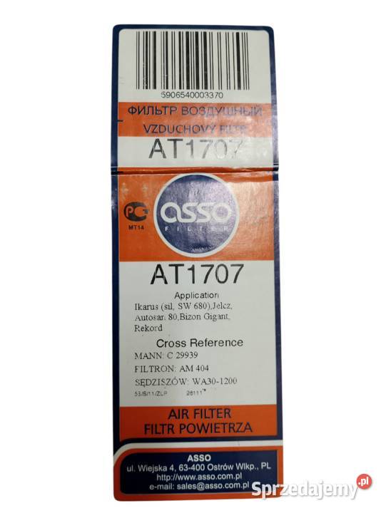 Filtr powietrza ASSO AT1707 AT1707 29939 AM404 Tyczyn sprzedam