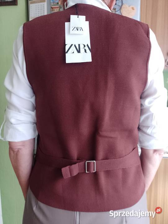 40L ZARA Brązowa Dzianinowa Kamizelka Marynarki i żakiety Kraków
