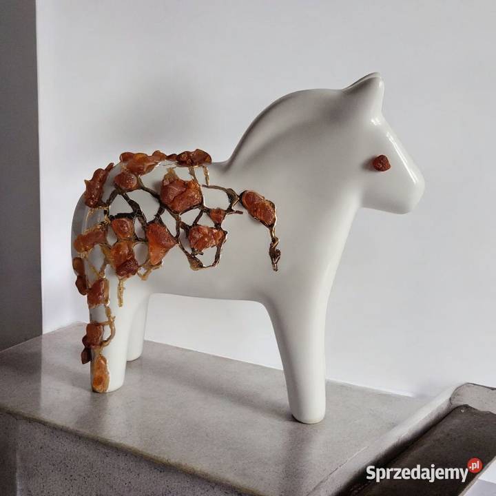 Koń Figurka Konik ceramiczny ręcznie malowany Sierakowice