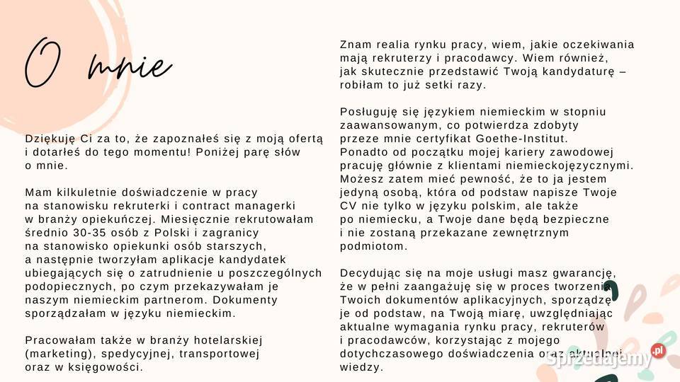Pisanie CVprofesjonalnie indywidualnie79 Pozostałe usługi zachodniopomorskie