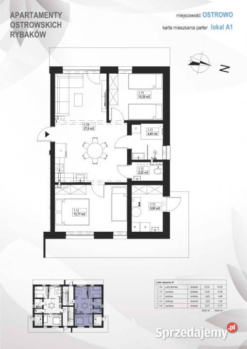 Apartament A1 w Ostrowie Parter z dwoma tarasami Władysławowo