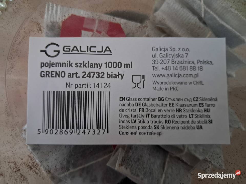 Pojemnik szklany biały z pokrywką 1000 ml Kraków