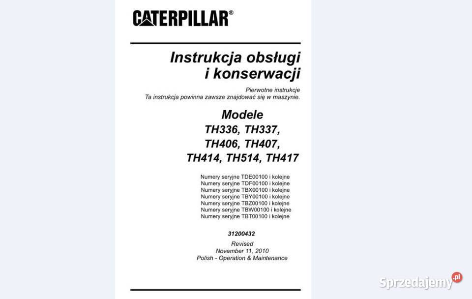 CATERPILLAR TH336 TH337 TH406 TH407 instrukcja DTR PL