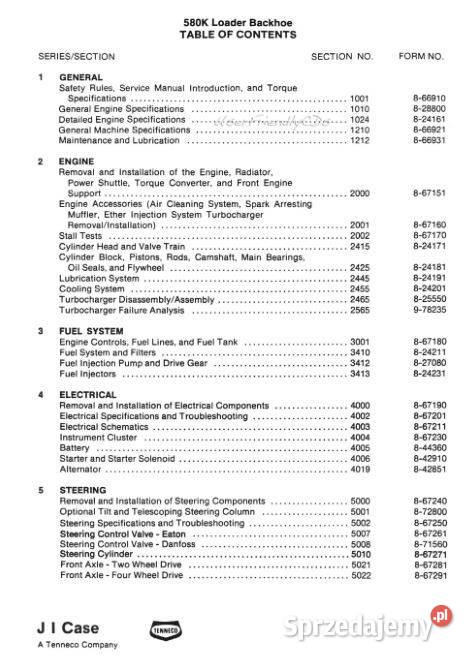 CASE 580K instrukcja naprawy serwisowa sprzedam