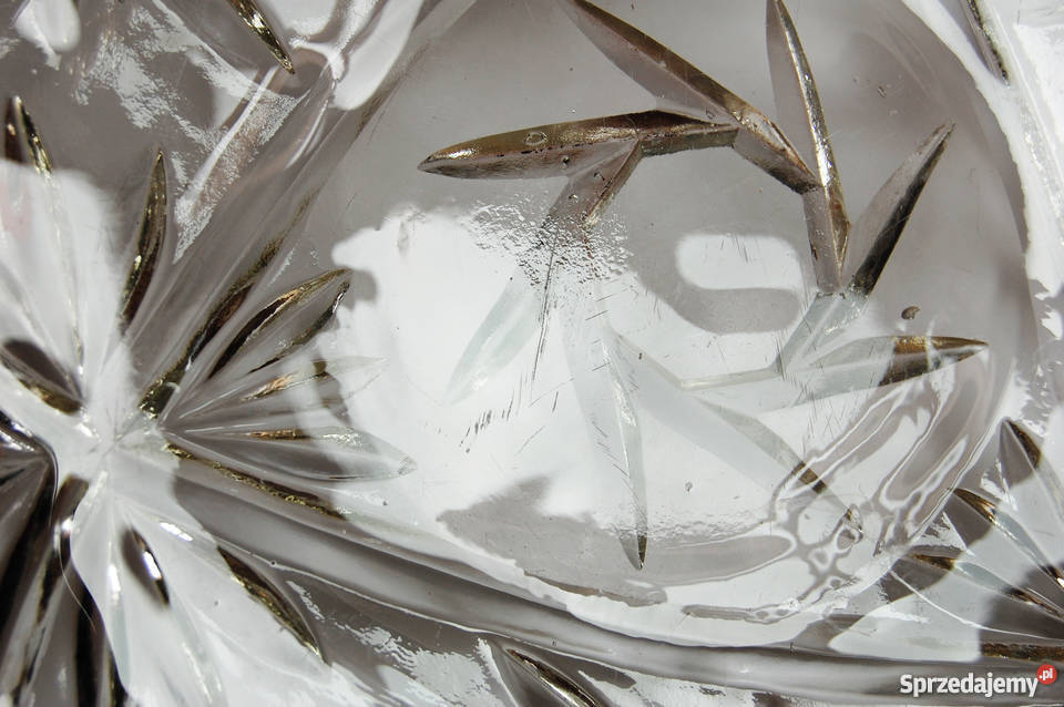 Patera na ciasto vintage szkło szlif 30 przezroczysty Lublin