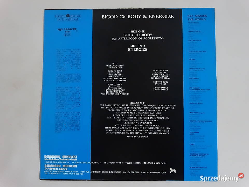 Winyl Bigod 20 Body Energize 12 Maxi Single 1988 Płyty i kasety Biłgoraj sprzedam