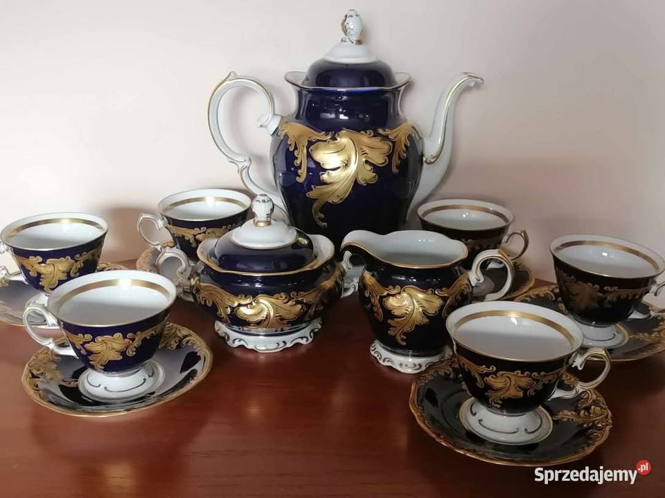 Serwis porcelanowy kobalt Wawel PRL Porcelana i szkło Wałbrzych
