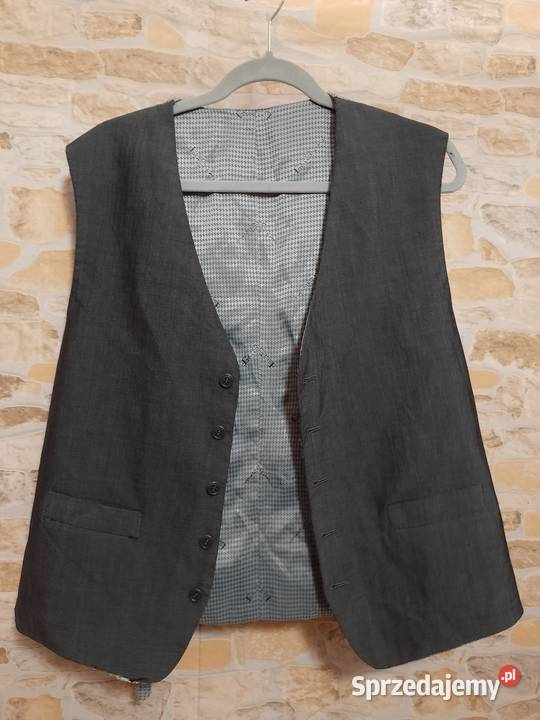 L XL Szaro Srebrna kamizelka garniturowa z Kraków