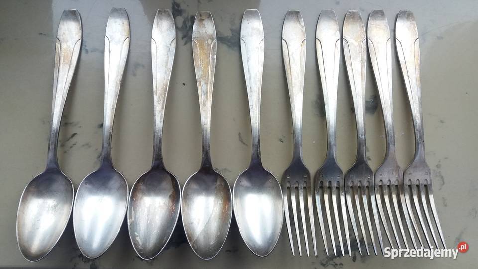 Nóże złocone z PRLu sztućce linia lotnicza TAP