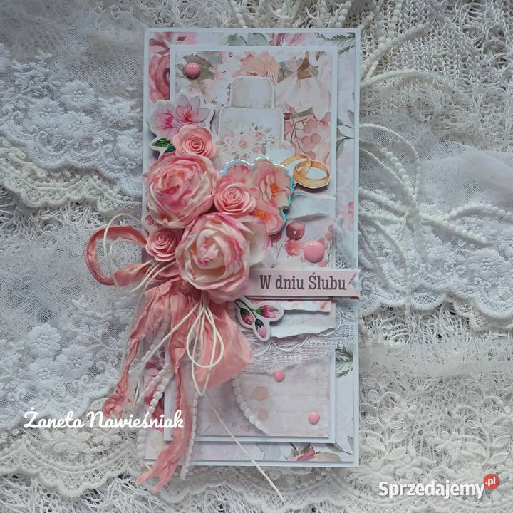 Kartka ślubna pamiątka ślub Rękodzieło