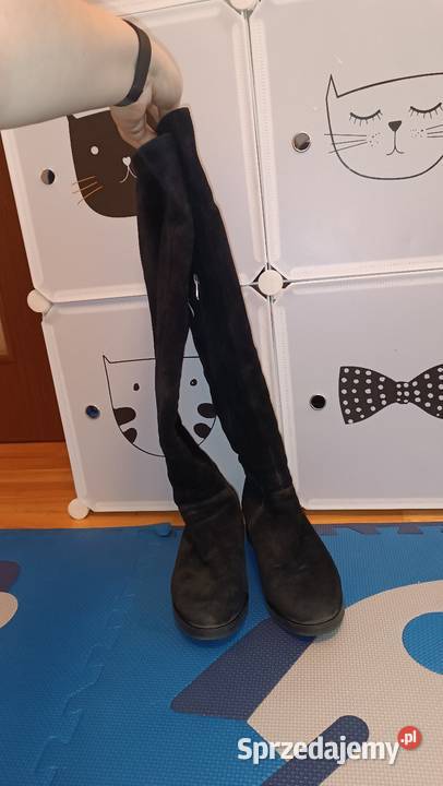 Eleganckie czarne wysokie kozaki z miękkiego małopolskie sprzedam