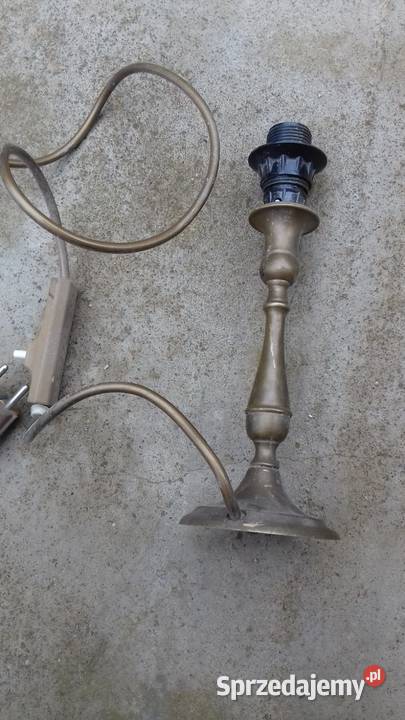 Stara mosiezna lampka na biurko brak klosza Lubań