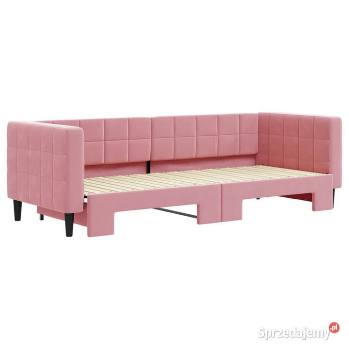 Sofa rozsuwana różowa aksamit 80x200 WM3196687 90cm
